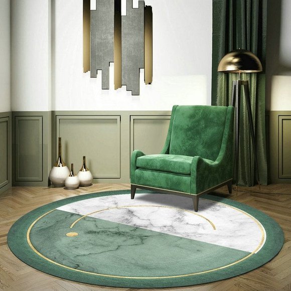 Tapis Rond Vert d'Eau – Atmorus